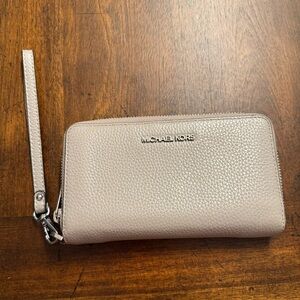 Michael Kors Taupe Leather Wristlet